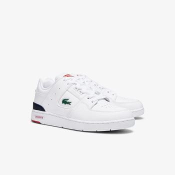 Lacoste Court Cage Leather Sneakers Pánské - Tenisky Bílé / Tmavě Blankyt / Červené | CZ-jni8YF